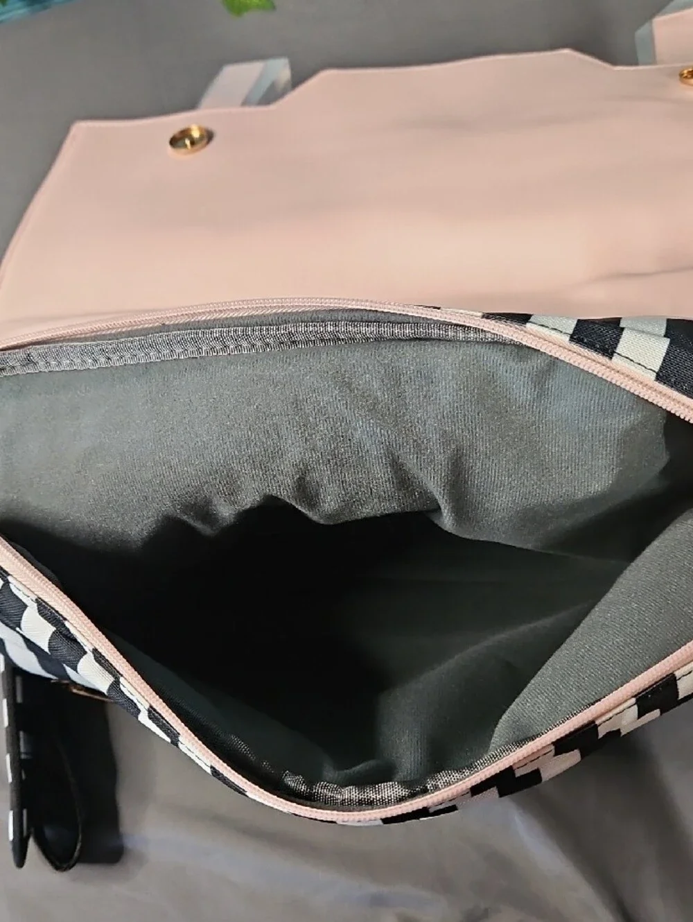 Pink & Black Striped Laptop Bag with Bow Detail